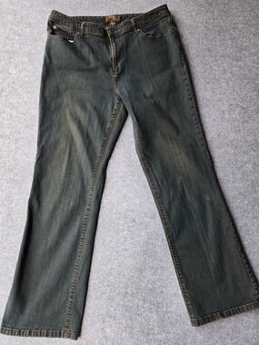 Chico's Women's Hot Fudge Jeans Blue Size 2.5 Mid Rise Straight Leg 34x29.5